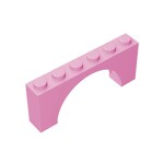 Brick Arch 1 x 6 x 2 - Thin Top without Reinforced Underside - New Version #15254  - 222-Bright Pink