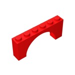 Brick Arch 1 x 6 x 2 - Thin Top without Reinforced Underside - New Version #15254  - 21-Red