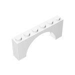 Brick Arch 1 x 6 x 2 - Thin Top without Reinforced Underside - New Version #15254  - 1-White