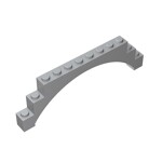 Brick Arch 1 x 12 x 3 Raised Arch with 5 Cross Supports #18838  - 194-Light Bluish Gray