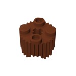 Brick, Round 2 x 2 With Axle Hole And Grille / Fluted Profile #92947 - 192-Reddish Brown