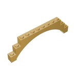 Brick Arch 1 x 12 x 3 Raised Arch with 5 Cross Supports #18838  - 5-Tan