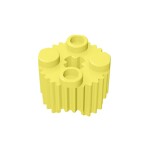 Brick, Round 2 x 2 With Axle Hole And Grille / Fluted Profile #92947 - 226-Bright Light Yellow