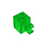 Brick Special 1 x 1 with Clip Horizontal #60476 - 48-Trans-Green
