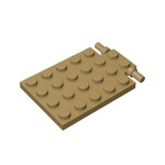 Plate, Modified 4 x 6 With Trap Door Hinge (Long Pins) #92099 - 138-Dark Tan
