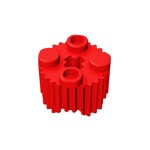 Brick, Round 2 x 2 With Axle Hole And Grille / Fluted Profile #92947 - 21-Red