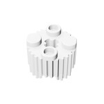 Brick, Round 2 x 2 With Axle Hole And Grille / Fluted Profile #92947 - 1-White