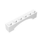 Brick Arch 1 x 6 Raised Arch #92950  - 1-White