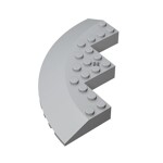 Brick Round Corner 10 x 10 with Slope 33 Edge, Axle Hole, Facet Cutout #58846 - 194-Light Bluish Gray