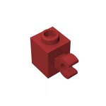 Brick Special 1 x 1 with Clip Horizontal #60476 - 154-Dark Red