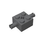 Brick Special 2 x 2 with 2 Pins and Axle Hole #30000 - 199-Dark Bluish Gray