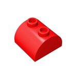 Brick Curved 2 x 2 with Two Top Studs #30165 - 21-Red