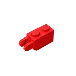 Hinge Brick 1 x 2 Locking with 2 Fingers Vertical End, 9 Teeth #30365 - 21-Red