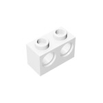 Technic, Brick 1 x 2 with Holes #32000 - 1-White