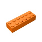 Brick 2 x 6 #44237 - 106-Orange