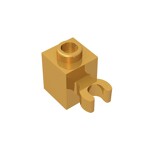 60475b Brick Special 1 x 1 with Clip Vertical #60475 - 297-Pearl Gold