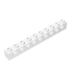 Technic Brick 1 x 10 [9 Holes] #2730 - 1-White