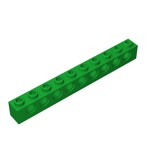 Technic Brick 1 x 10 [9 Holes] #2730 - 28-Green