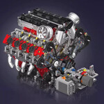 MouldKing 10130 F488 Supercar V8 Engine With Motor