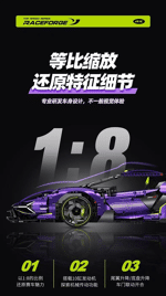 GULY 10635 1:8 Lamborghini Purple Bull Supercar