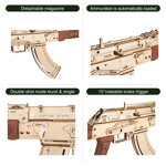 Robotime LQ901 Rokr Automatic Rifle AK-47 3D Wooden Assembly Guntoy