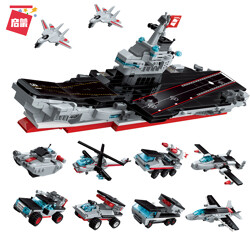 QMAN / ENLIGHTEN / KEEPPLEY 1418D Super-set change: Liaoning aircraft carrier 8 combination Vanguard tanks, hurricane helicopters, sky-fire missile vehicles, assault jeeps, mobile anti-aircraft guns, thunder missile vehicles, Boeing fighter aircraft, Nighthawk fighter aircraft