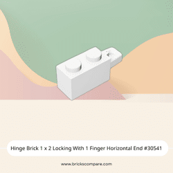 Hinge Brick 1 x 2 Locking With 1 Finger Horizontal End #30541 - 1-White