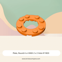 Plate, Round 4 x 4 With 2 x 2 Hole #11833 - 106-Orange