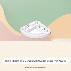 Technic Beam 3 x 3 L-Shape with Quarter Ellipse Thin #32249 - 1-White