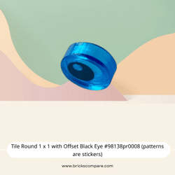 Tile Round 1 x 1 with Offset Black Eye #98138pr0008 (patterns are stickers) - 43-Trans-Dark Blue