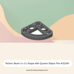 Technic Beam 3 x 3 L-Shape with Quarter Ellipse Thin #32249 - 199-Dark Bluish Gray