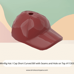 Minifig Hat / Cap Short Curved Bill with Seams and Hole on Top #11303 - 154-Dark Red