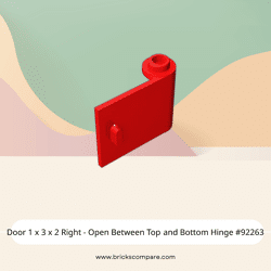 Door 1 x 3 x 2 Right - Open Between Top and Bottom Hinge #92263 - 21-Red
