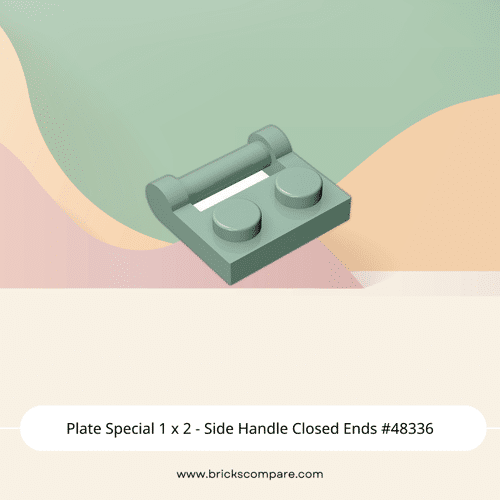 Plate Special 1 x 2 - Side Handle Closed Ends #48336 - 151-Sand Green