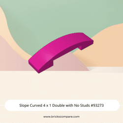 Slope Curved 4 x 1 Double with No Studs #93273  - 124-Magenta