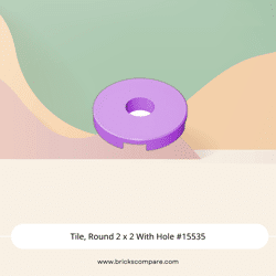 Tile, Round 2 x 2 With Hole #15535 - 324-Medium Lavender