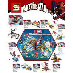 SY SY1345 Spider-Man 8 Spider Moto, Gold-plated Fighter, Golden Horn Fighter, Red Spider Fighter, Solo Airship, Gold Airship, Spider Fort, Red Foot Spider