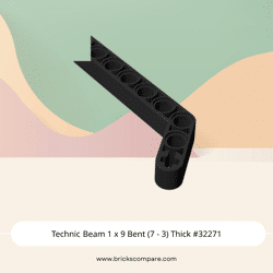 Technic Beam 1 x 9 Bent (7 - 3) Thick #32271 - 26-Black
