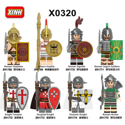 XINH X0320 8 minifigures: Roman soldiers, Greek soldiers, Crusaders