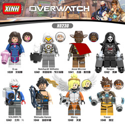 XINH 1042 Overwatch: 8 minifigures Song Hana D.va, Reinhardt Wilhelm, Jesse McRae, Reaper, Soldier 76, Shimada Hanzo, Angel, Tracer