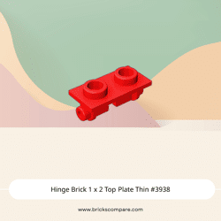Hinge Brick 1 x 2 Top Plate Thin #3938 - 21-Red