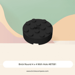 Brick Round 4 x 4 With Hole #87081 - 26-Black