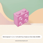 Brick Special 1 x 2 x 1 2/3 with Four Studs on One Side #22885 - 222-Bright Pink