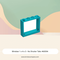Window 1 x 4 x 3 - No Shutter Tabs #60594 - 107-Dark Turquoise