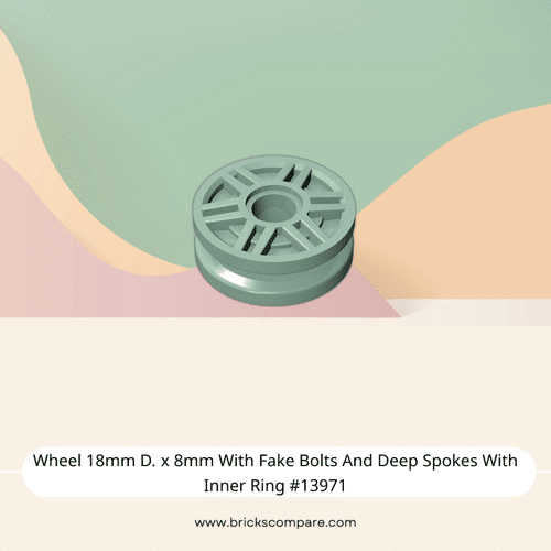 Wheel 18mm D. x 8mm With Fake Bolts And Deep Spokes With Inner Ring #13971 - 151-Sand Green