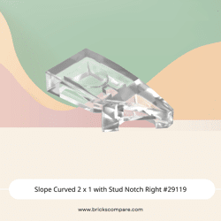 Slope Curved 2 x 1 with Stud Notch Right #29119  - 40-Trans-Clear