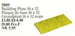 Lego 5009 Building Plate 16 x 32 Yellow