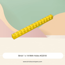 Brick 1 x 14 With Holes #32018 - 24-Yellow