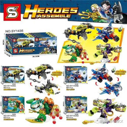 SY SY1435A DC Heroes is loaded with 4 Bat Armed Wings, Superman Chariots, Sea King submersibles, and Clown Aircraft