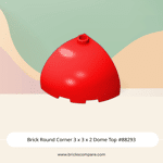 Brick Round Corner 3 x 3 x 2 Dome Top #88293 - 21-Red